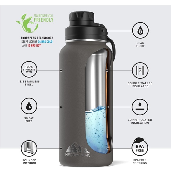 Hydrapeak 32oz Insulated Water Bottles w/Chug Lid, Water Flask, 32 Oz - Picture 7 of 9